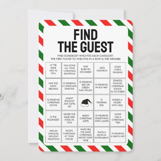 Weihnachten Finden Sie Gast Bingo Game (Vorderseite)