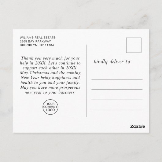 Weihnachten Firmenfeiertag Vielen Dank Postkarte (Rückseite)