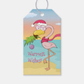 Weihnachten Flamingo am Strand Niedlich Funny Cart Geschenkanhänger (Vorderseite)