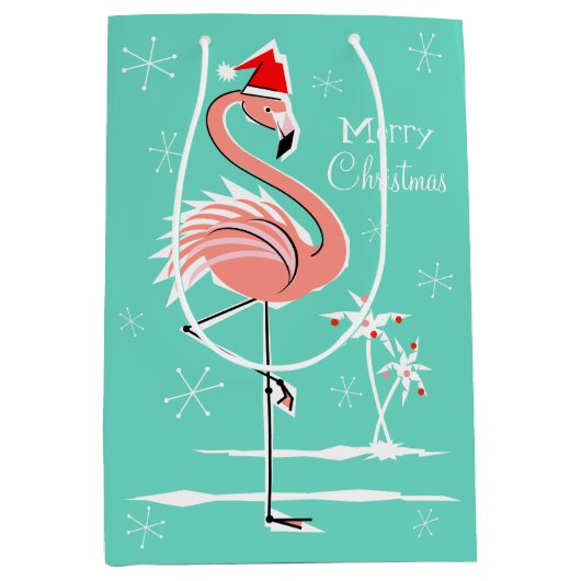 Weihnachten Flamingo Frohe Weihnachtsgeschenk Tasc Mittlere Geschenktüte (Vorderseite)
