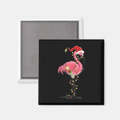 Weihnachten Flamingo in Martini Gl für Tropical Ho Magnet (Vorderseite/Rückseite)