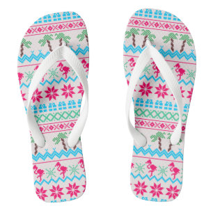 Weihnachten Flamingo Tropical Beach Sweater Badesandalen