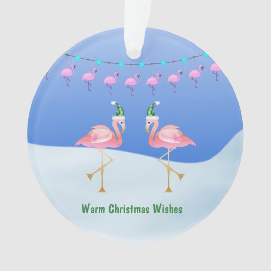 Weihnachten Flamingo und Lichter - Warme Wünsche Ornament (Vorderseite)
