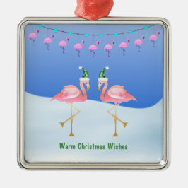 Weihnachten Flamingo und Lichter - Warme Wünsche Ornament Aus Metall