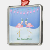 Weihnachten Flamingo und Lichter - Warme Wünsche Ornament Aus Metall (Links)