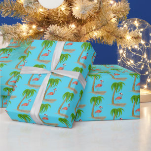 Weihnachten Flamingo und Palm Tree Geschenkpapier