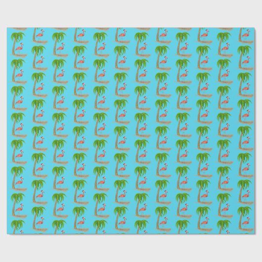 Weihnachten Flamingo und Palm Tree Geschenkpapier (Flach)