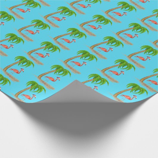 Weihnachten Flamingo und Palm Tree Geschenkpapier (Ecke)