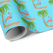 Weihnachten Flamingo und Palm Tree Geschenkpapier (Rolleneckpunkt)
