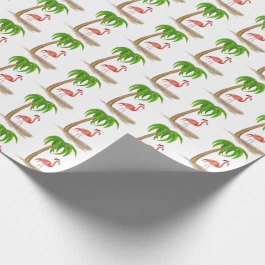 Weihnachten Flamingo und Palm Tree Geschenkpapier (Ecke)