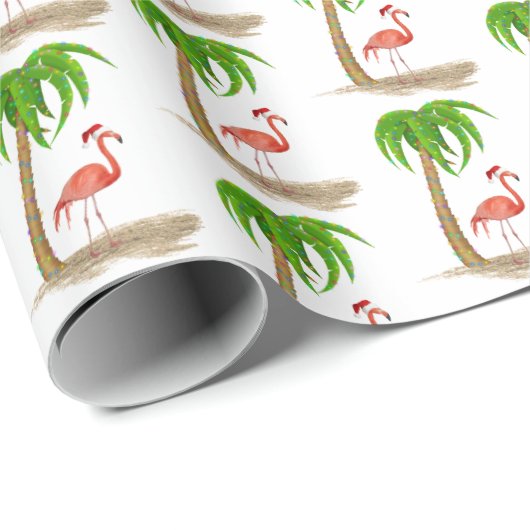 Weihnachten Flamingo und Palm Tree Geschenkpapier (Rolleneckpunkt)