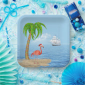 Weihnachten Flamingo und Palm Tree Pappteller (Party)