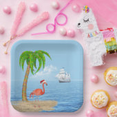 Weihnachten Flamingo und Palm Tree Pappteller (Party)