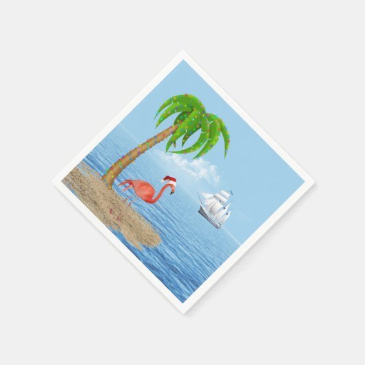 Weihnachten Flamingo und Palm Tree Serviette (Ecke)