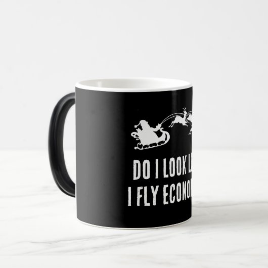 Weihnachten - Fliege ich in der Wirtschaft? Verwandlungstasse (Vorderseite Links)