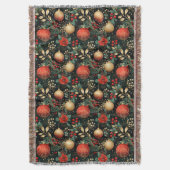 Weihnachten Floral Berry Gold Rote Ornament Decke (Vorderseite Vertikal)