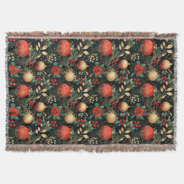 Weihnachten Floral Berry Gold Rote Ornament Decke
