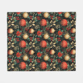 Weihnachten Floral Berry Gold Rote Ornamente Kinde Fleecedecke (Vorderseite (Horizontal))