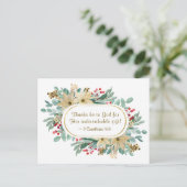 Weihnachten floral Danke an die Bibel Verse Postkarte (Stehend Vorderseite)