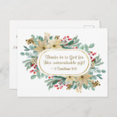 Weihnachten floral Danke an die Bibel Verse Postkarte (Vorne/Hinten)