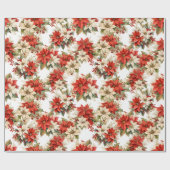 Weihnachten Floral Winter Große Poinsettias Geschenkpapier (Flach)