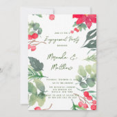 Weihnachten florale Paint Green Leaaf Engagement P Einladung (Vorderseite)