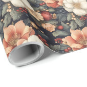 Weihnachten Floralpoinsettia & Holly Geschenk Geschenkpapier (Rolleneckpunkt)