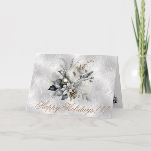 Weihnachten Florals auf Silver Tone Hintergrund (Vorderseite)