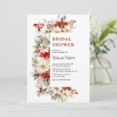 Weihnachten Florals Brautparty Einladung (Stehend Vorderseite)