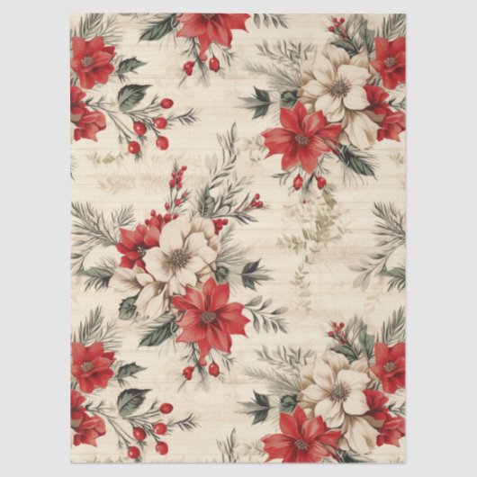 Weihnachten Florals Decoupage Seidenpapier (Vorderseite)