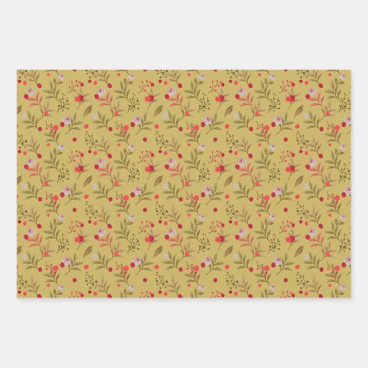 Weihnachten Florals Geschenkpapier Set (Vorderseite 3)