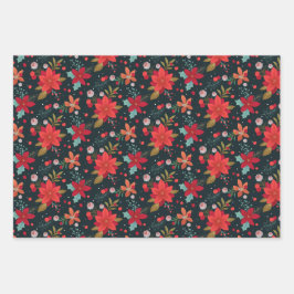 Weihnachten Florals Geschenkpapier Set