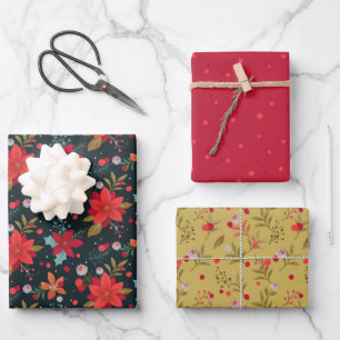 Weihnachten Florals Geschenkpapier Set