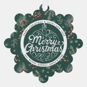 Weihnachten Florals | Rot & Grün Botanisch Ornament Karte (Vorderseite)