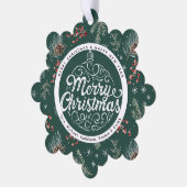 Weihnachten Florals | Rot & Grün Botanisch Ornament Karte (Linke Ecke)