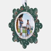 Weihnachten Florals | Rotes und grünes botanisches Ornament Karte (Linke Ecke)