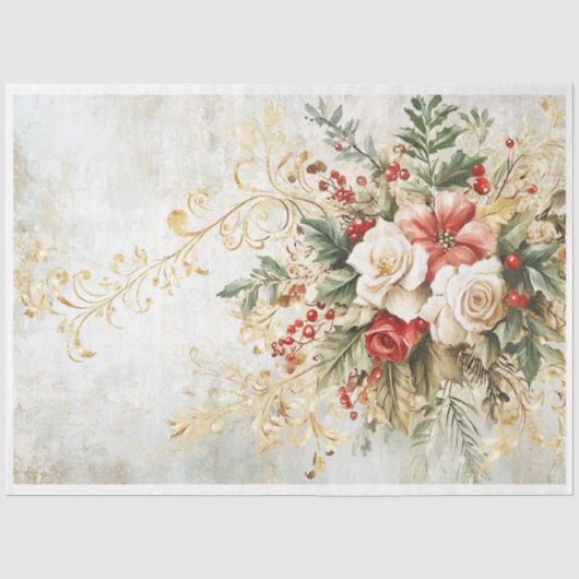 Weihnachten Florals Seidenpapier (Vorderseite)