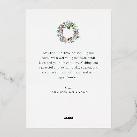 Weihnachten Folien Feiertagskarte (Rückseite)