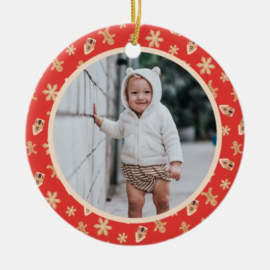 Weihnachten Foto Baby's First Christmas 2025 Bake Keramik Ornament (Vorne)
