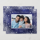 Weihnachten Foto blauer Glitzer Silberstaub (Vorne/Hinten)