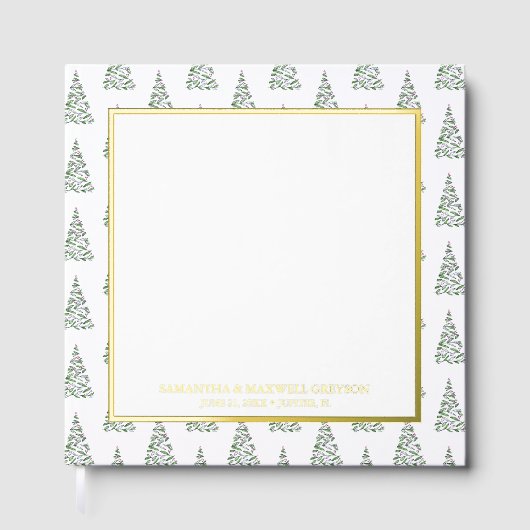 Weihnachten Foto Gästebuch Aquarellbaum (Vorderseite)