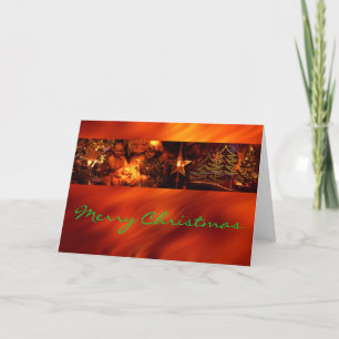 Weihnachten - Foto Streifen - Rot / Wellen Hinterg