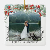 Weihnachten Foto und Wasserfarbe Holly Keramikornament (Rückseite)