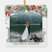 Weihnachten Foto und Wasserfarbe Holly Keramikornament (Vorderseite)