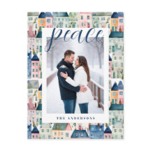 Weihnachten Foto Wasserfarbenfrohe Häuser Blau