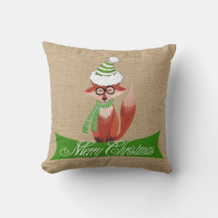 Weihnachten Fox auf Imitaten Burlap Pillow Kissen