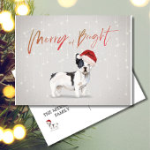 Weihnachten Französisch Bull Dog Merry Bright Postkarte