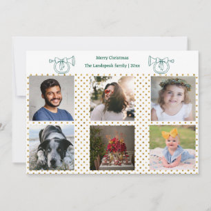 Weihnachten Französisch Horn Gold Confetti & 6 Fot