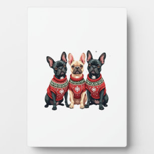 Weihnachten Französische Bulldoggen Xmas Frenchie Fotoplatte