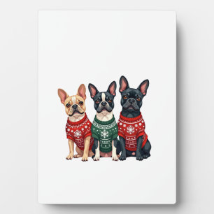 Weihnachten Französische Bulldoggen Xmas Frenchie Fotoplatte